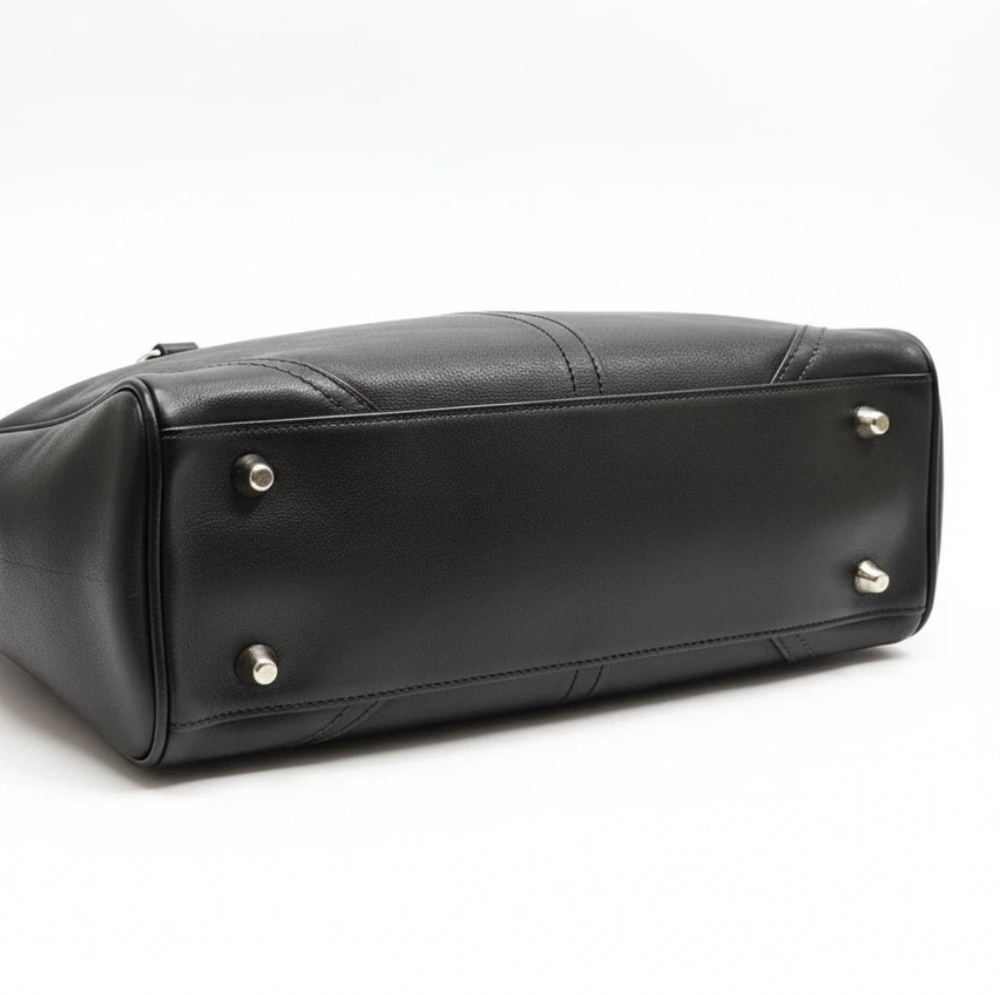COACH Vintage Hampton Black Leather Satchel with Silver Accents - Picture 7 of 8